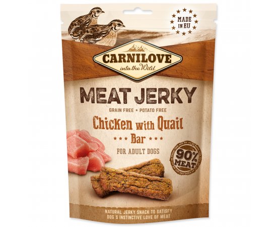 CARNILOVE JERKY SNACK CHICKEN WITH QUAIL BAR 100G (294-111860)