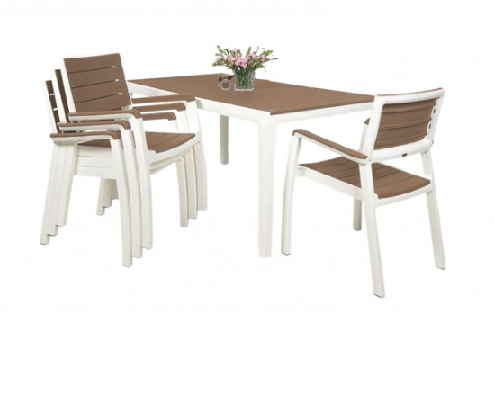 Keter Harmony kerti bútor szett, asztal + 4 szék, fehér / cappuccino