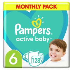 PAMPERS ACTIVE BABY S6 128DB, 13-18KG