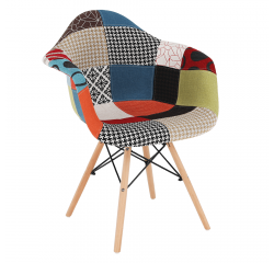 KONDELA Fotel, anyag patchwork/bükk, TOBO 3  NEW