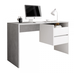 KONDELA PC asztal, beton/fehér matt, TULIO