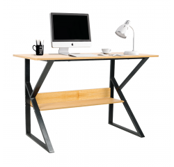 KONDELA Polcos íróasztal, bükkfa/fekete, TARCAL 100