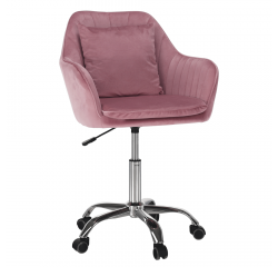 KONDELA Irodai szék, rózsaszín Velvet szövet/króm, KLIAN