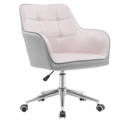 KONDELA Irodai szék, Velvet szövet rózsaszín/szürke, FELTON NEW