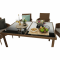 KONDELA Kerti garnitúra, étkezőasztal+6db szék, rattan, méz/krém, GARDEN